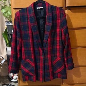 Holiday Plaid Blazer in Red and Blue and green